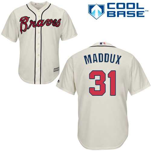 Youth Atlanta Braves #31 Greg Maddux Cream Cool Base Stitched MLB Jersey