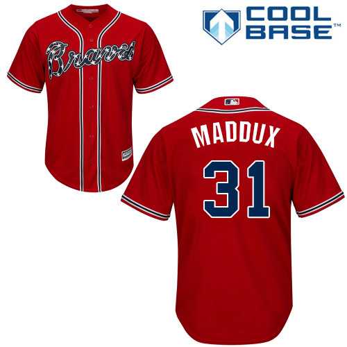 Youth Atlanta Braves #31 Greg Maddux Red Cool Base Stitched MLB Jersey
