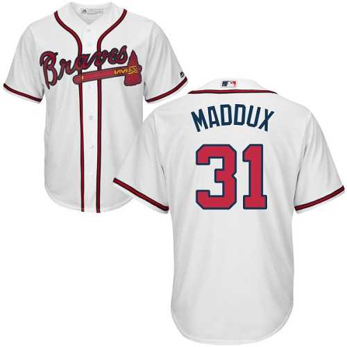 Youth Atlanta Braves #31 Greg Maddux White Cool Base Stitched MLB Jersey