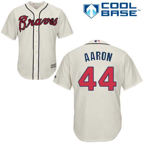 Youth Atlanta Braves #44 Hank Aaron Cream Cool Base Stitched MLB Jersey