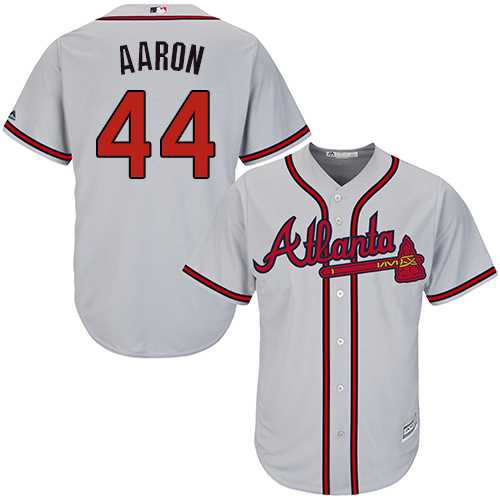 Youth Atlanta Braves #44 Hank Aaron Grey Cool Base Stitched MLB Jersey