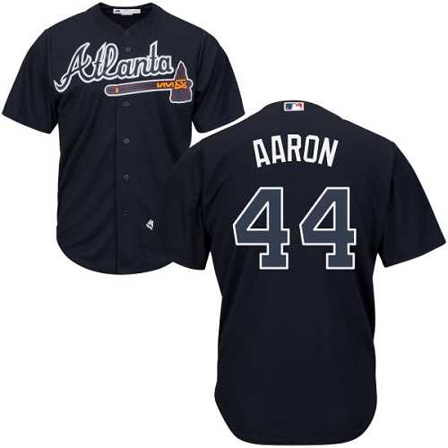 Youth Atlanta Braves #44 Hank Aaron Navy Blue Cool Base Stitched MLB Jersey