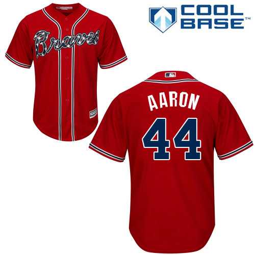 Youth Atlanta Braves #44 Hank Aaron Red Cool Base Stitched MLB Jersey