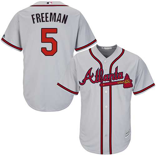 Youth Atlanta Braves #5 Freddie Freeman Grey Cool Base Stitched MLB Jersey