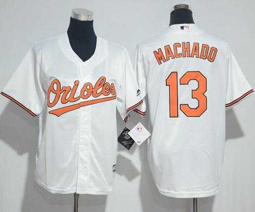 Youth Baltimore Orioles #13 Manny Machado White Cool Base Stitched MLB Jersey