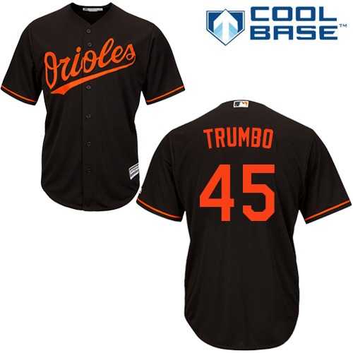 Youth Baltimore Orioles #45 Mark Trumbo Black Cool Base Stitched MLB Jersey