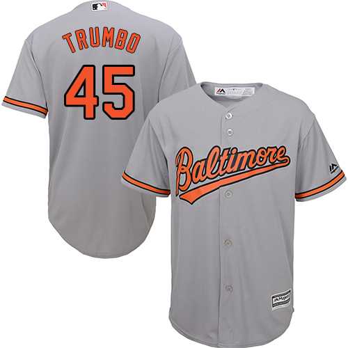 Youth Baltimore Orioles #45 Mark Trumbo Grey Cool Base Stitched MLB Jersey