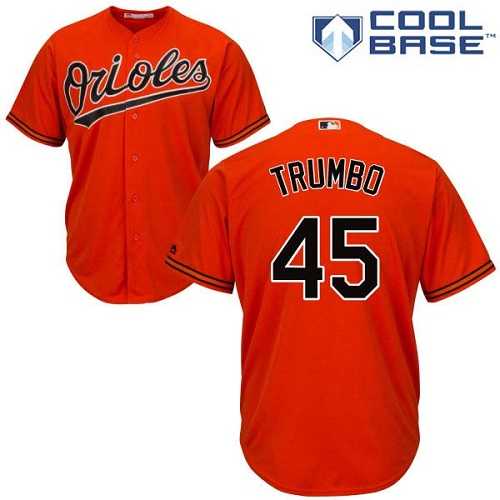 Youth Baltimore Orioles #45 Mark Trumbo Orange Cool Base Stitched MLB Jersey