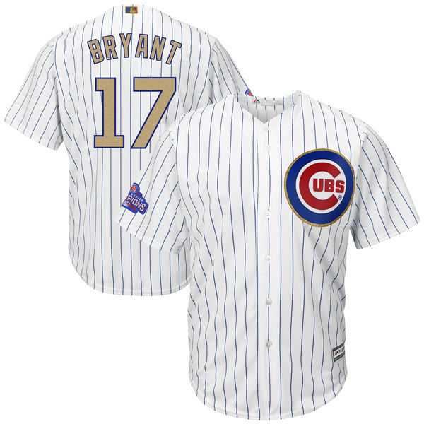 Youth Chicago Cubs #17 Kris Bryant White 2017 Gold Program Cool Base Stitched MLB Jersey