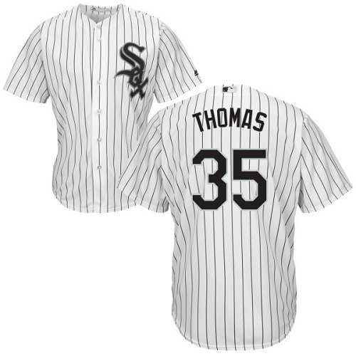 Youth Chicago White Sox #35 Frank Thomas White(Black Strip) Home Cool Base StitchedMLB Jersey