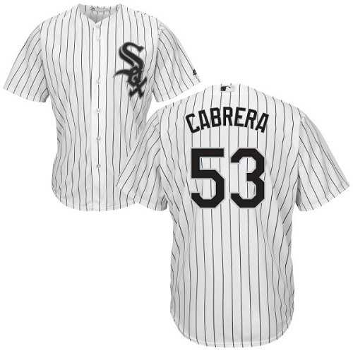 Youth Chicago White Sox #53 Melky Cabrera White(Black Strip) Home Cool Base Stitched MLB Jersey