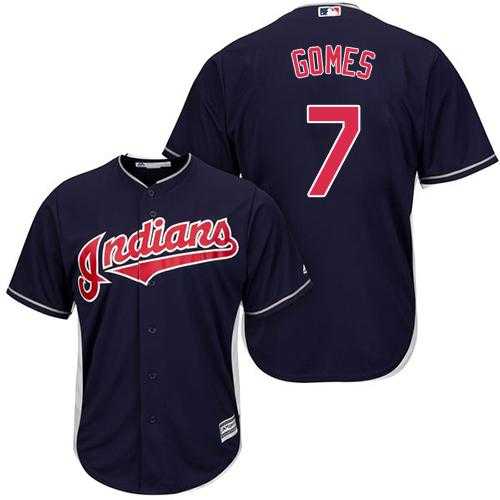 Youth Cleveland Indians #7 Yan Gomes Navy Blue Alternate Stitched MLB Jersey