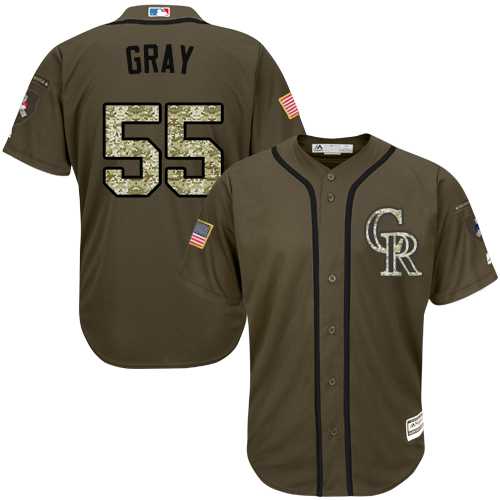 Youth Colorado Rockies #55 Jon Gray Green Salute to Service Stitched MLB Jersey