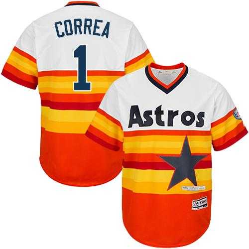 Youth Houston Astros #1 Carlos Correa White Orange Cooperstown Stitched MLB Jersey