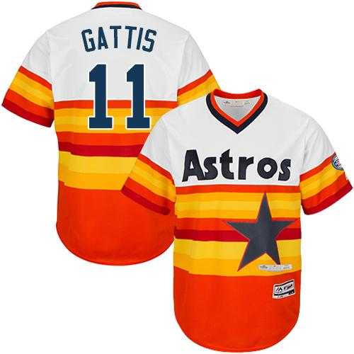 Youth Houston Astros #11 Evan Gattis White Orange Cooperstown Stitched MLB Jersey