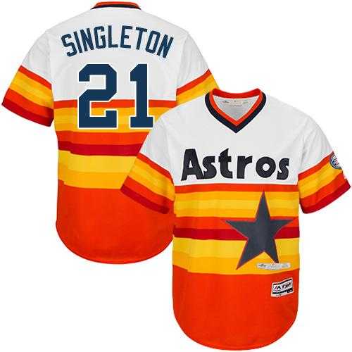 Youth Houston Astros #21 Jon Singleton White Orange Cooperstown Stitched MLB Jersey