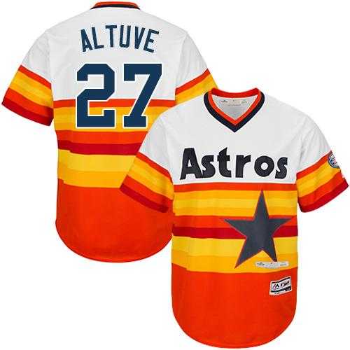 Youth Houston Astros #27 Jose Altuve White Orange Cooperstown Stitched MLB Jersey