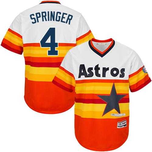 Youth Houston Astros #4 George Springer White Orange Cooperstown Stitched MLB Jersey
