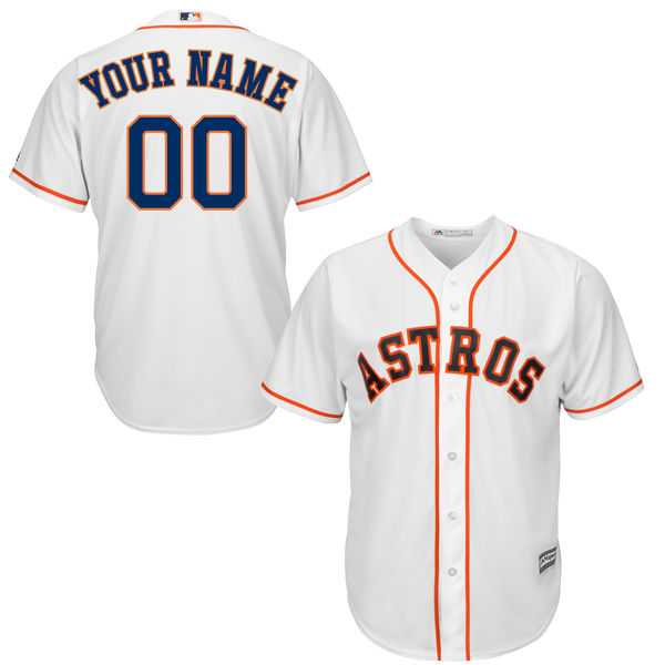 Youth Houston Astros Majestic White Home Custom Cool Base Jersey