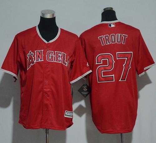 Youth Los Angeles Angels Of Anaheim #27 Mike Trout Red Cool Base Stitched MLB Jersey