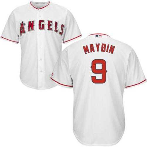 Youth Los Angeles Angels Of Anaheim #9 Cameron Maybin White Cool Base Stitched MLB Jersey