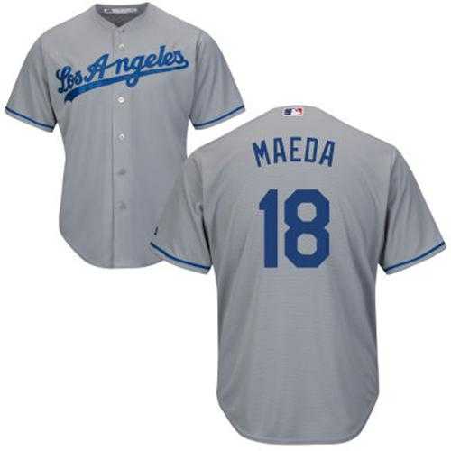 Youth Los Angeles Dodgers #18 Kenta Maeda Grey Cool Base Stitched MLB Jersey