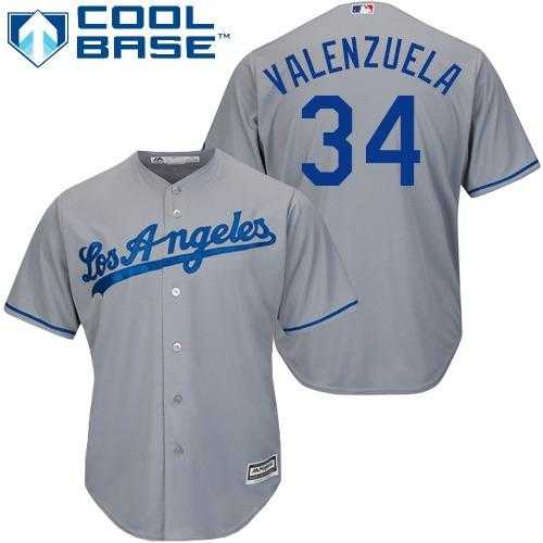 Youth Los Angeles Dodgers #34 Fernando Valenzuela Grey Cool Base Stitched MLB Jersey