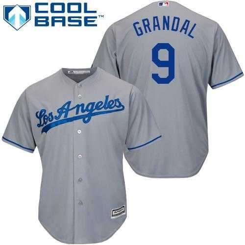 Youth Los Angeles Dodgers #9 Yasmani Grandal Grey Cool Base Stitched MLB Jersey