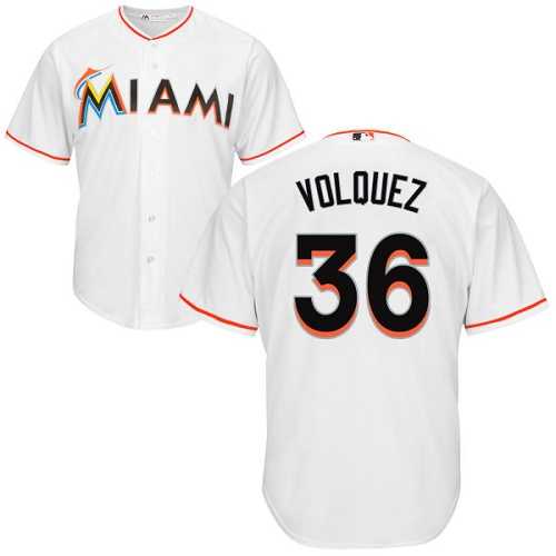 Youth Miami Marlins #36 Edinson Volquez White Cool Base Stitched MLB Jersey