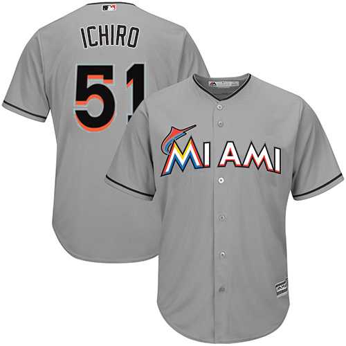Youth Miami Marlins #51 Ichiro Suzuki Grey Cool Base Stitched MLB Jersey