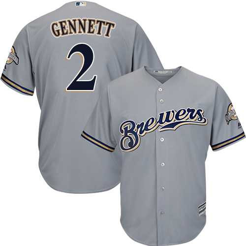 Youth Milwaukee Brewers #2 Scooter Gennett Grey Cool Base Stitched MLB Jersey