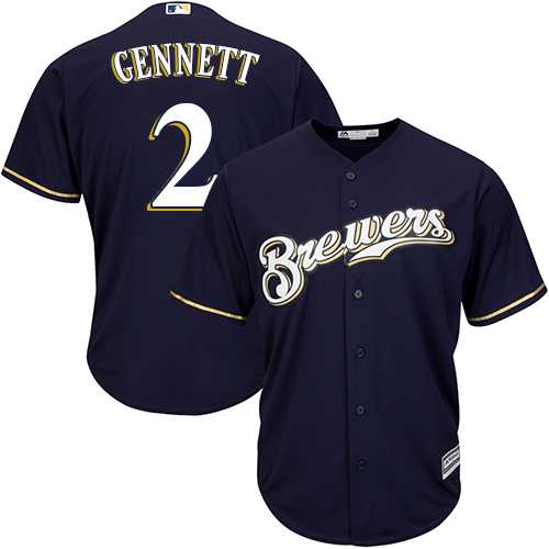 Youth Milwaukee Brewers #2 Scooter Gennett Navy blue Cool Base Stitched MLB Jersey