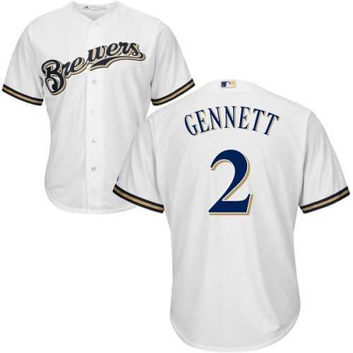 Youth Milwaukee Brewers #2 Scooter Gennett White Cool Base Stitched MLB Jersey