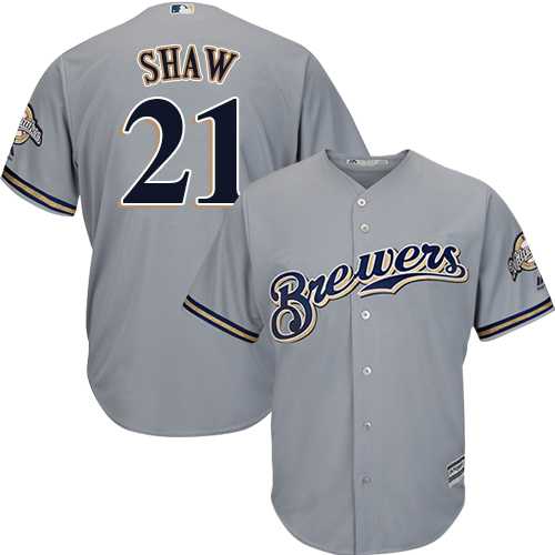 Youth Milwaukee Brewers #21 Travis Shaw Grey Cool Base Stitched MLB Jersey