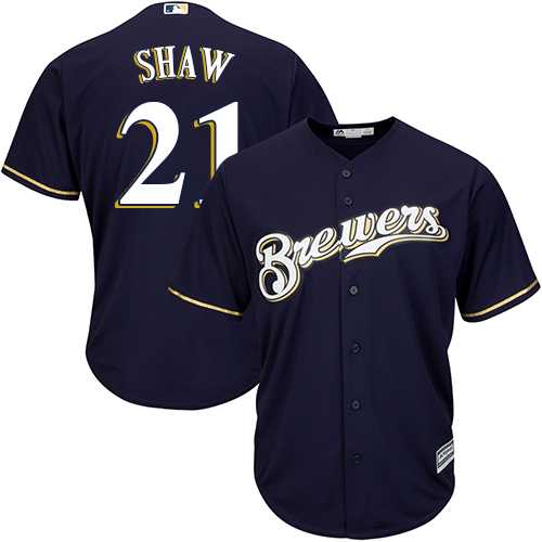 Youth Milwaukee Brewers #21 Travis Shaw Navy blue Cool Base Stitched MLB Jersey