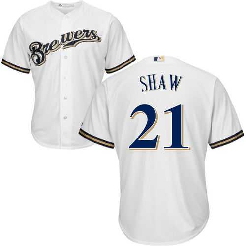 Youth Milwaukee Brewers #21 Travis Shaw White Cool Base Stitched MLB Jersey