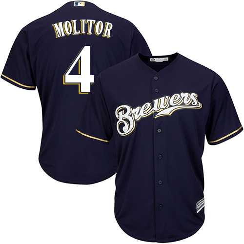 Youth Milwaukee Brewers #4 Paul Molitor Navy blue Cool Base Stitched MLB Jersey