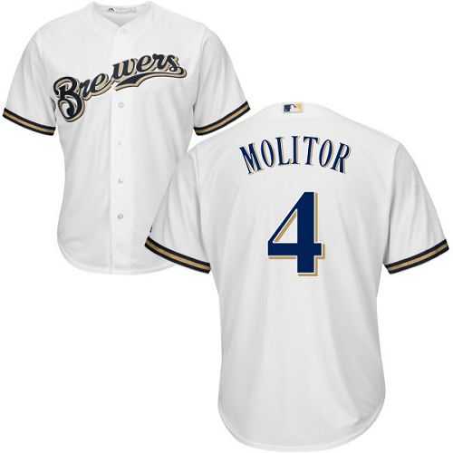 Youth Milwaukee Brewers #4 Paul Molitor White Cool Base Stitched MLB Jersey
