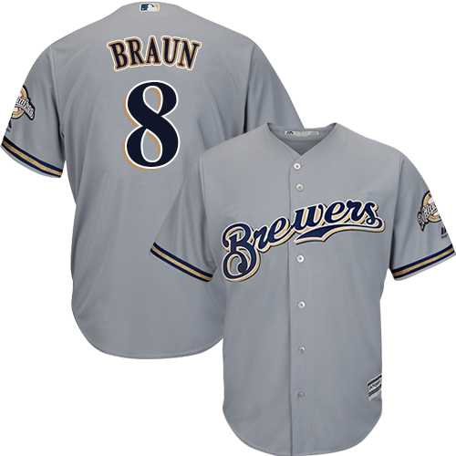 Youth Milwaukee Brewers #8 Ryan Braun Grey Cool Base Stitched MLB Jersey