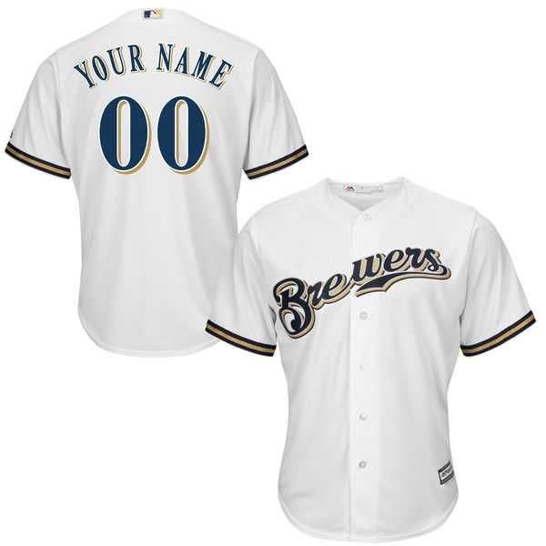 Youth Milwaukee Brewers Majestic White Custom Cool Base Jersey