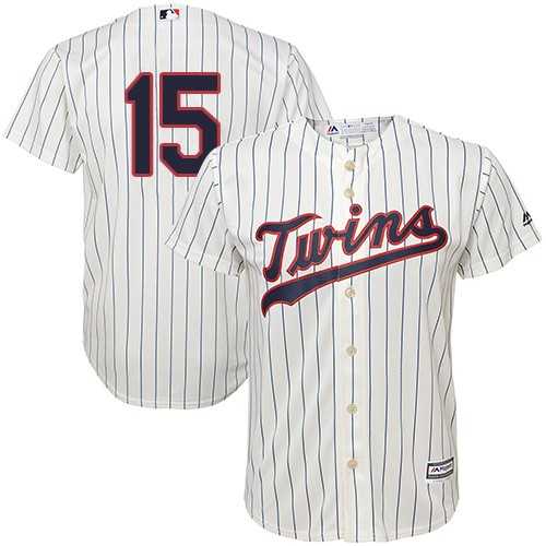 Youth Minnesota Twins #15 Glen Perkins Cream Strip Cool Base Stitched MLB Jersey
