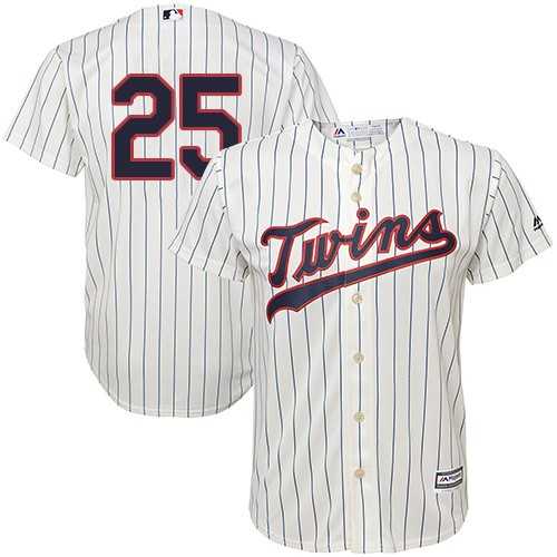 Youth Minnesota Twins #25 Byron Buxton Cream Strip Cool Base Stitched MLB Jersey