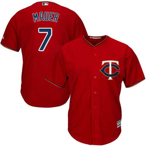 Youth Minnesota Twins #7 Joe Mauer Red Cool Base Stitched MLB Jersey