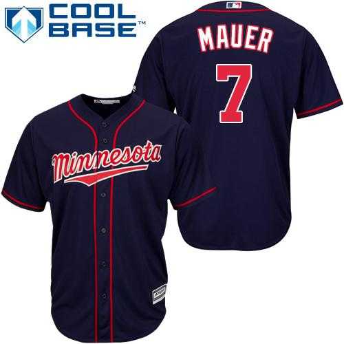 Youth Minnesota Twins #7 Joe Mauer Stitched Navy Blue Cool Base MLB Jersey