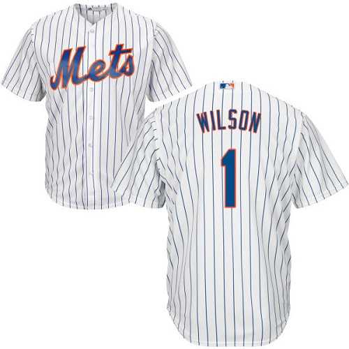 Youth New York Mets #1 Mookie Wilson White(Blue Strip) Cool Base Stitched MLB Jersey
