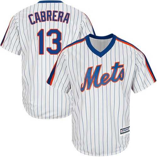 Youth New York Mets #13 Asdrubal Cabrera White(Blue Strip) Alternate Cool Base Stitched MLB Jersey