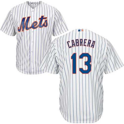 Youth New York Mets #13 Asdrubal Cabrera White(Blue Strip) Cool Base Stitched MLB Jersey