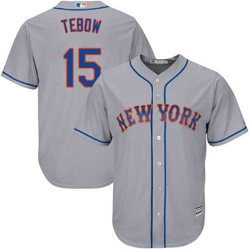 Youth New York Mets #15 Tim Tebow Grey Road Cool Base StitchedMLB Jersey