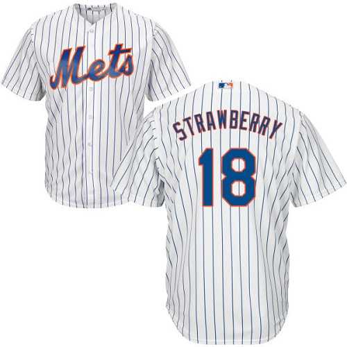 Youth New York Mets #18 Darryl Strawberry White(Blue Strip) Cool Base Stitched MLB Jersey