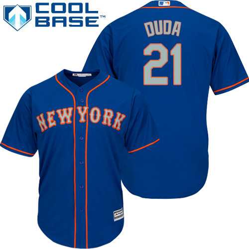 Youth New York Mets #21 Lucas Duda Blue(Grey NO.) Cool Base Stitched MLB Jersey